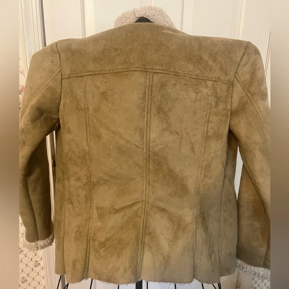 Urban outfitters ecote button Tan Shearling Jacket Anthropologie fp boho moto M